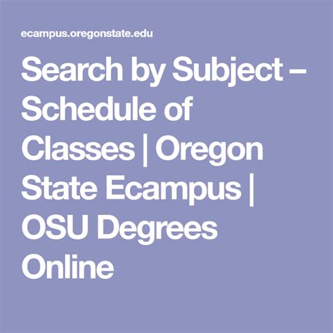 Welcome to the Schedule of Classes. . Search classes oregon state